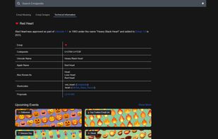 An example of the "Technical Information" tab on a page of an emoji.