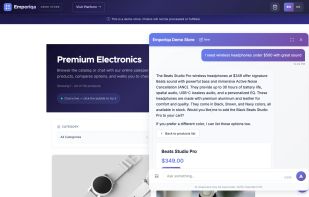 AI chatbot recommending products from the store's catalog