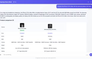 Product comparison. Side-by-side specs, prices, and features so the shopper can decide