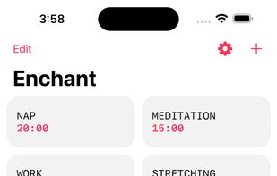 The app main screen to launch your timers