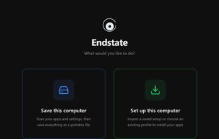 Choose whether to capture the current Windows setup or configure the computer from an existing Endstate profile.