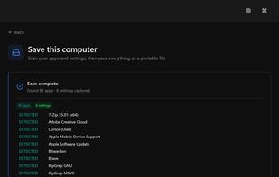 Scan installed applications and supported settings, then save the result as a portable Endstate profile.