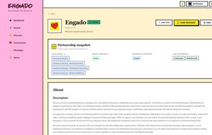 A website profile: what the site covers, its link preferences and Moz metrics.