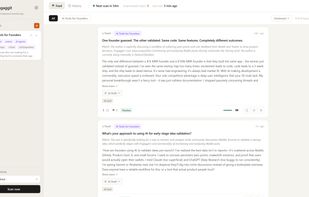 Ranked topics with AI scores, sentiment badges, and draft previews