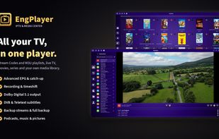 EngPlayer overview: a modern IPTV player and media center for Linux and Windows, with live TV, movies, series and local media in one app.