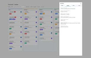 A submission's detail panel: the full activity timeline — notes, stage moves, tags, owner changes and email replies — beside the captured fields.