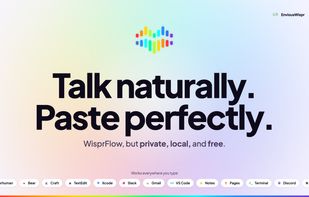 Free, private, on-device voice dictation for macOS. Talk naturally, paste perfectly.