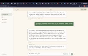 A conversation with Eos. It remembers what you told it last time.