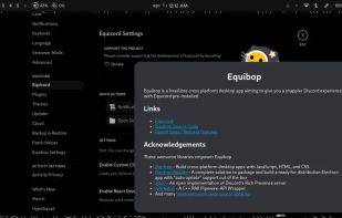 Equicord settings page and about window open