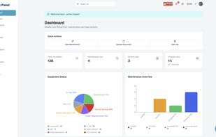 Dashboard overview – stats, maintenance, and recent activity