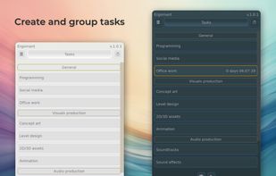 You can create and group tasks, as well as create timers for them