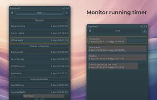 In the task list, you can hide or show a summary of the time spent on each task to analyze your work. Timers are shown in real time