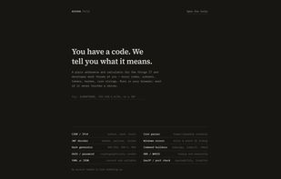 The home page - a plain, text-first overview of all available tools, no login or clutter.