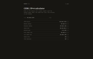The CIDR/IPv4 calculator - enter a network in CIDR notation and get the network address, broadcast, subnet mask, and usable host range instantly.