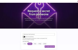 Request a secret: create a one-time link for the other person and a retrieval link for yourself.