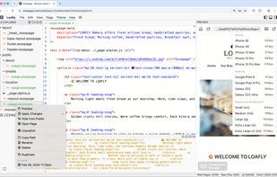 Write code and preview your site side by side in the browser.