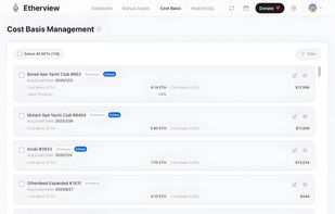 Cost Basis Management Page