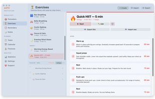 Create personalized exercises with a timer, photos, and videos