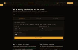 Built-in EV, Kelly Criterion, and no-vig calculators