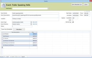 Event Management Database screenshot 1