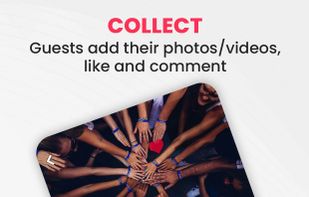 Guests can share their photos or videos from the camera or select them from their gallery.
They can also like and comment.