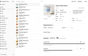 Product card: stock on hand by location and the reorder point