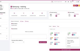 Event detail - you can choose your team, see informations, add tasks and more.