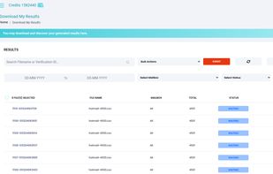 ExactVerify Email Verification Service Dashboard Clean Email Listing Download