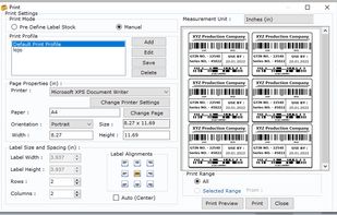 Excel Barcode Label Printing Software screenshot 1