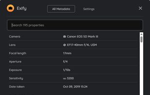 All EXIF metadata.