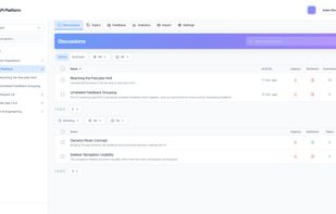 Monitor all discussions and incoming feedback at a glance — filter by urgency, sentiment, and status.