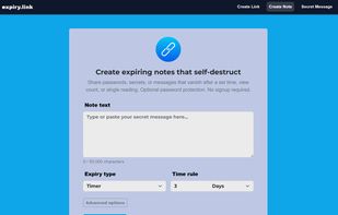 Send self-destructing notes for passwords or sensitive text.