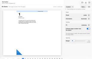 Make pages the same size before printing a PDF with mixed page dimensions.