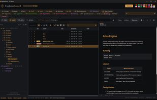 A Markdown README rendered in the preview pane, with headings, a code block, a table and a list.