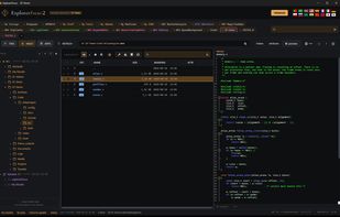 A C source file, memory.c, previewed with syntax highlighting beside the folder tree.