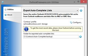 Export Auto-Complete Lists for Outlook screenshot 1
