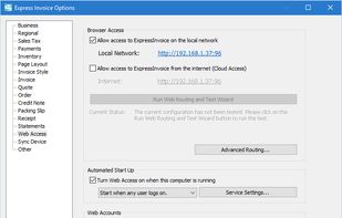 Express Invoice Invoicing Software - Options