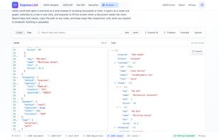 JSON Viewer tree: collapsible, searchable, with a copyable path for any node