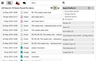 Table view result set.