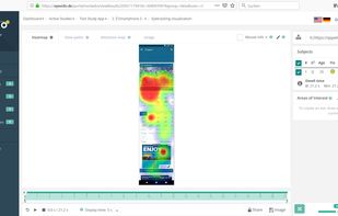 Stiched screenshots of a weather app with heatmap 
and scrolling information.