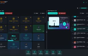 Sound clips and music player in split view.
