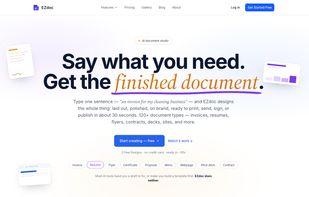 Homepage — describe the document you need, get a finished file in any format