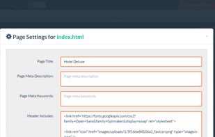 Page SEO optimization setting