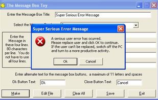 An example of the error message.