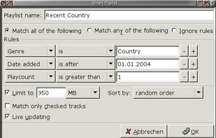Smart playlist editor