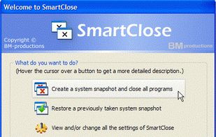 SmartClose Main Window