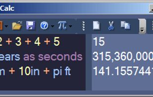 The OpalCalc window can be tiny or full screen
