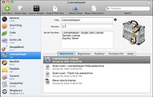 Capture and organize serial numbers and license files