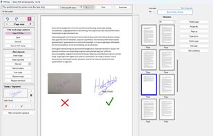 Fabreasy PDFixer main interface for adding signatures, text, images and page fixes to PDF files locally on Windows.