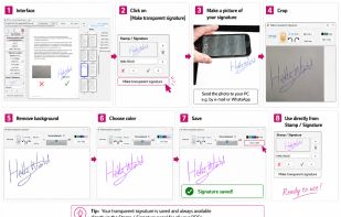 Create a reusable transparent signature from a phone photo and place it on PDFs directly in PDFixer.
